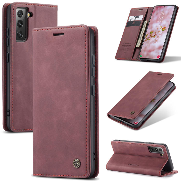 CaseMe Samsung Galaxy S22 Wallet Magnetic Case Red - Click Image to Close