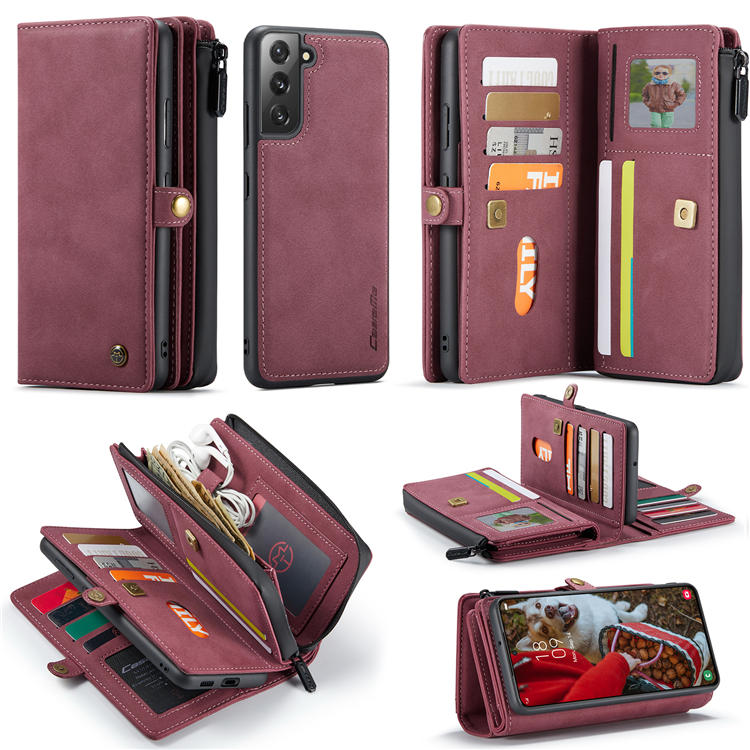 CaseMe Samsung Galaxy S22 Multi-Functional Wallet Case Red