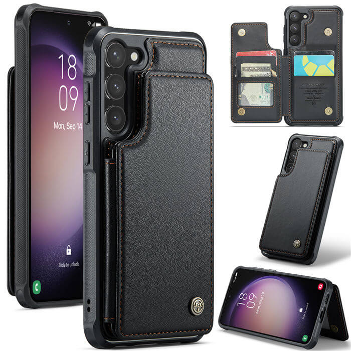 CaseMe Samsung Galaxy S23 RFID Blocking Card Holder Case Black - Click Image to Close