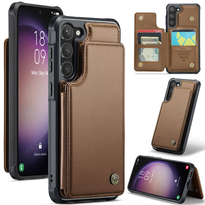 CaseMe Samsung Galaxy S23 RFID Blocking Card Holder Case Brown