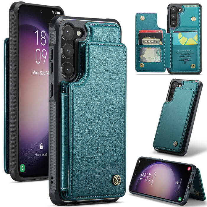 CaseMe Samsung Galaxy S23 RFID Blocking Card Holder Case Green
