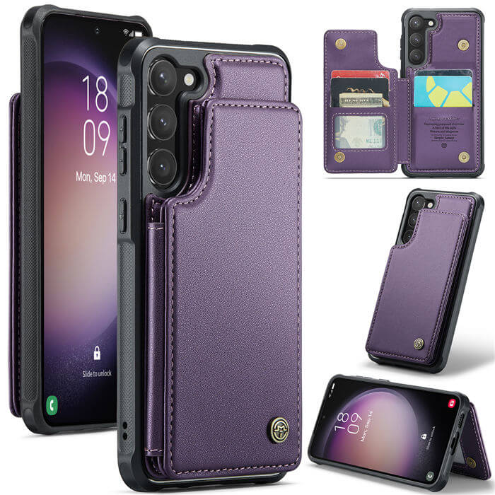 CaseMe Samsung Galaxy S23 RFID Blocking Card Holder Case Purple