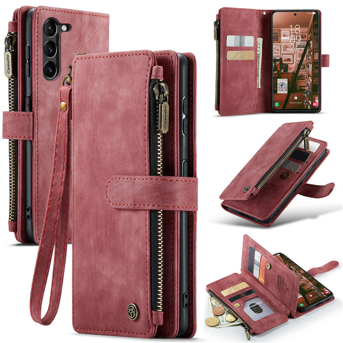CaseMe Samsung Galaxy S23 Wallet Kickstand Case Red