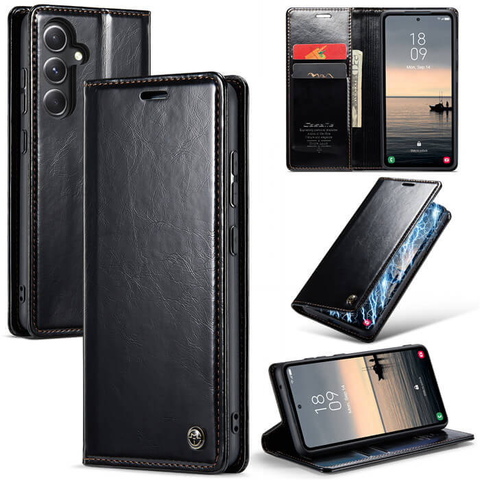 CaseMe Samsung Galaxy S23 FE Luxury Wallet Magnetic Case Black - Click Image to Close