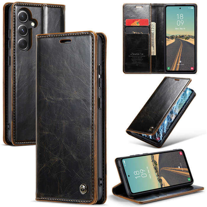 CaseMe Samsung Galaxy S23 FE Luxury Wallet Magnetic Case Coffee