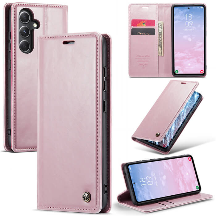 CaseMe Samsung Galaxy S23 FE Luxury Wallet Magnetic Case Pink - Click Image to Close