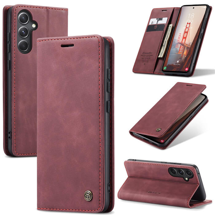 CaseMe Samsung Galaxy S23 FE Wallet Suede Leather Case Red