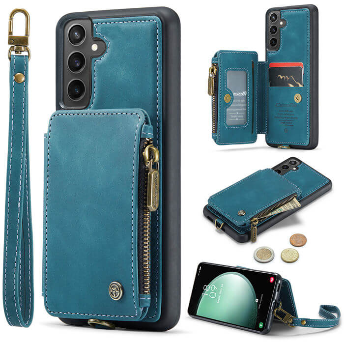 CaseMe Samsung Galaxy S23 FE Wallet RFID Blocking Case Blue