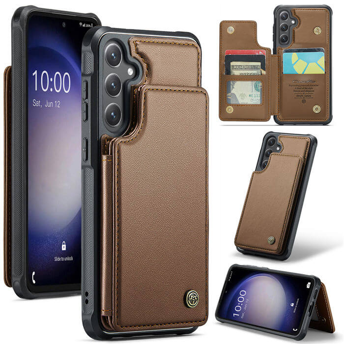 CaseMe Samsung Galaxy S23 FE RFID Blocking Card Holder Case Brown