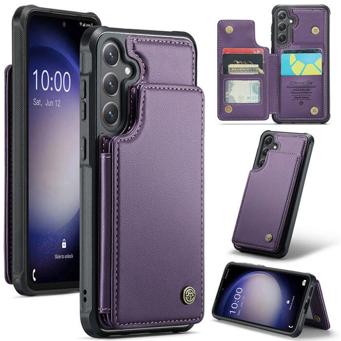 CaseMe Samsung Galaxy S23 FE RFID Blocking Card Holder Case Purple