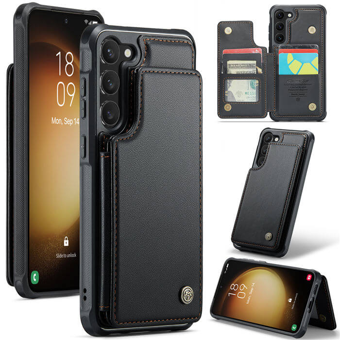 CaseMe Samsung Galaxy S23 Plus RFID Blocking Card Holder Case Black - Click Image to Close