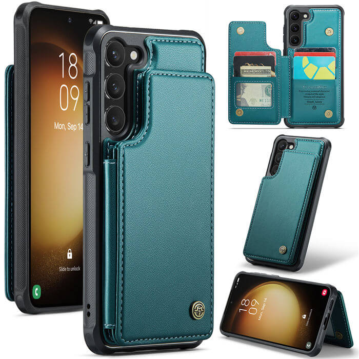 CaseMe Samsung Galaxy S23 Plus RFID Blocking Card Holder Case Green