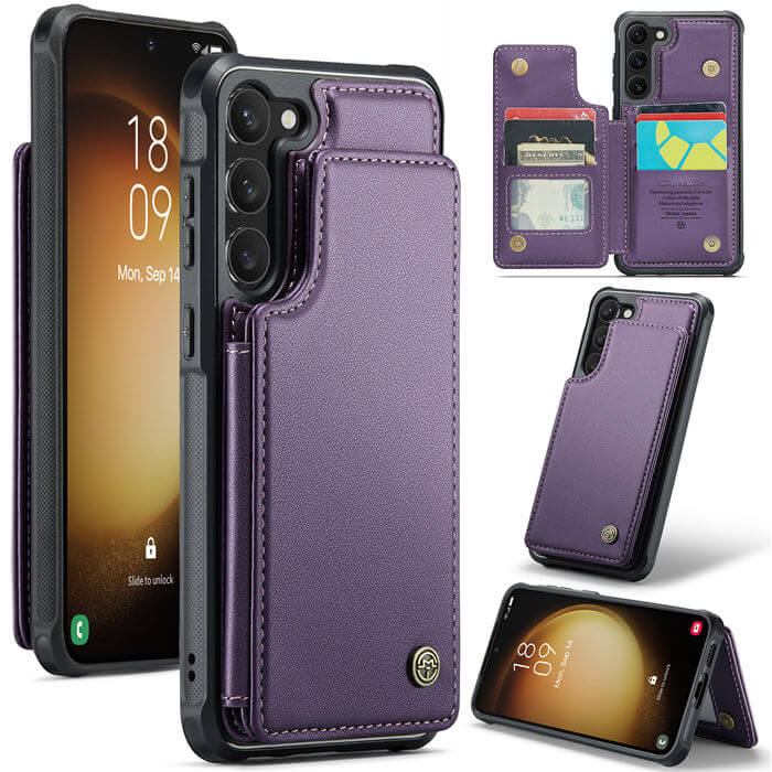 CaseMe Samsung Galaxy S23 Plus RFID Blocking Card Holder Case Purple - Click Image to Close