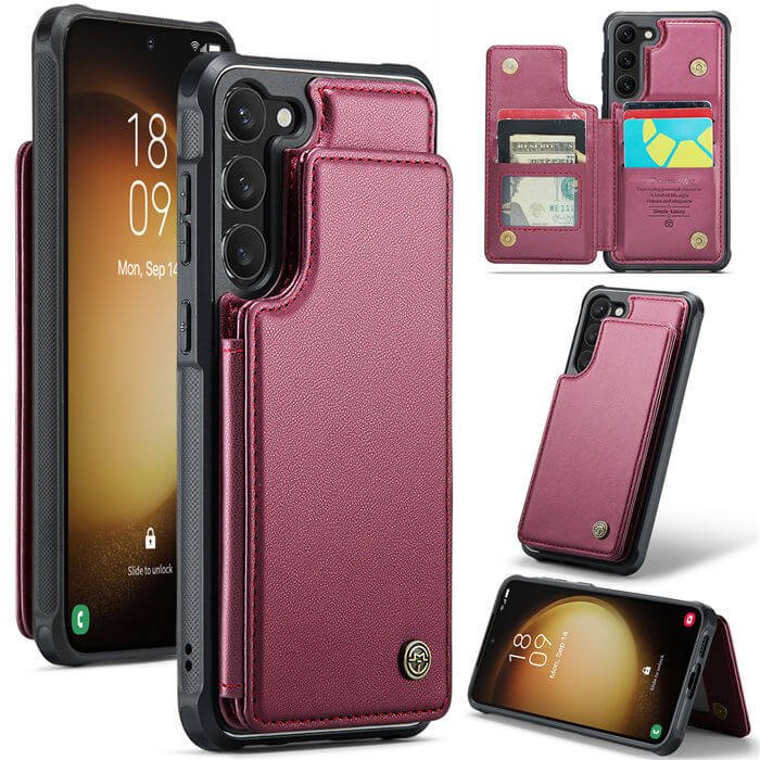 CaseMe Samsung Galaxy S23 Plus RFID Blocking Card Holder Case Red - Click Image to Close