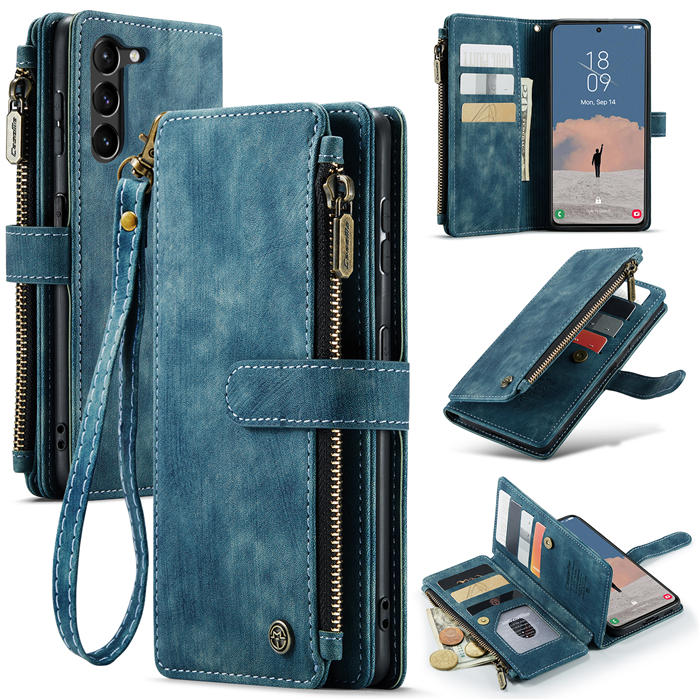 CaseMe Samsung Galaxy S23 Plus Wallet Kickstand Case Blue - Click Image to Close