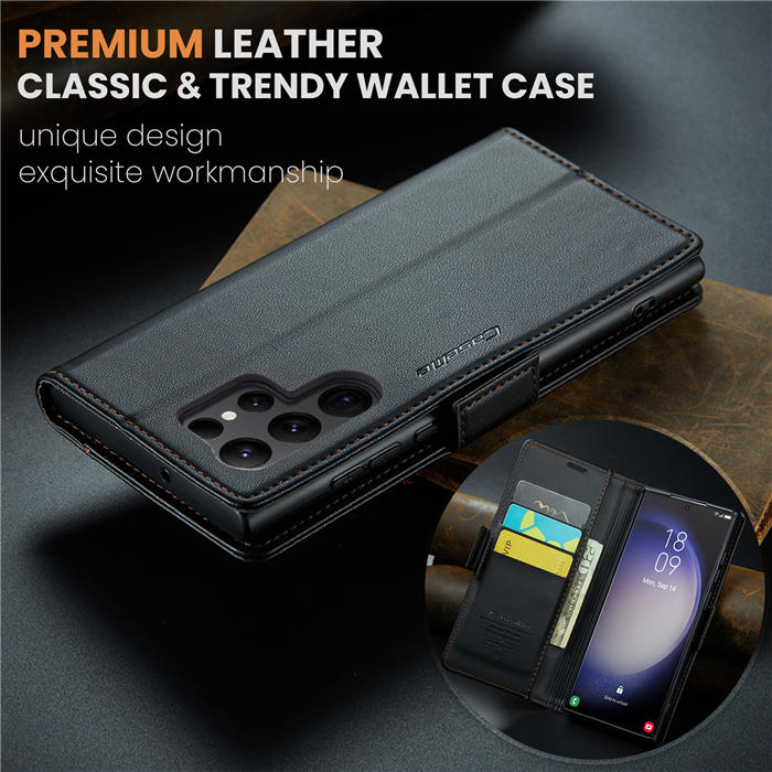 CaseMe Samsung Galaxy S23 Ultra Wallet RFID Blocking Magnetic Buckle Case