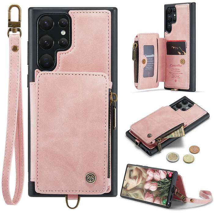CaseMe Samsung Galaxy S23 Ultra Wallet RFID Blocking Case Pink