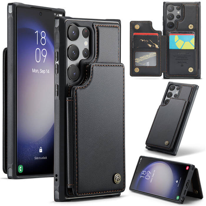 CaseMe Samsung Galaxy S23 Ultra RFID Blocking Card Holder Case Black - Click Image to Close