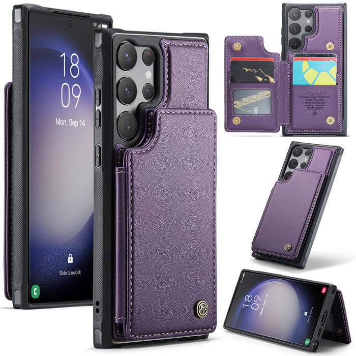 CaseMe Samsung Galaxy S23 Ultra RFID Blocking Card Holder Case Purple