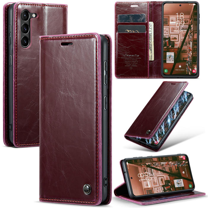 CaseMe Samsung Galaxy S23 Luxury Retro Wallet Case Red - Click Image to Close
