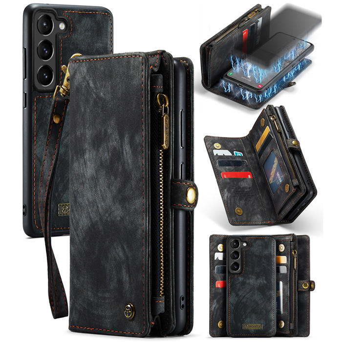CaseMe Samsung Galaxy S23 Wallet Case with Wrist Strap Black - Click Image to Close