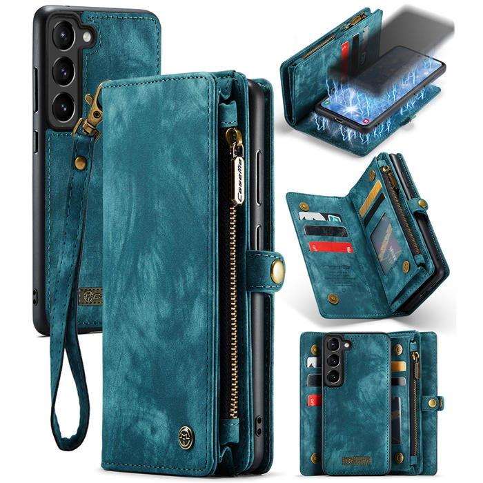 CaseMe Samsung Galaxy S23 Plus Wallet Case with Wrist Strap Blue - Click Image to Close