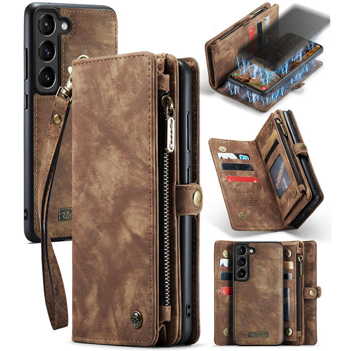 CaseMe Samsung Galaxy S23 Wallet Case with Wrist Strap Coffee - Click Image to Close