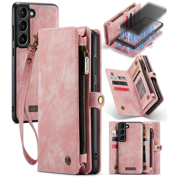 CaseMe Samsung Galaxy S23 Plus Wallet Case with Wrist Strap Pink - Click Image to Close