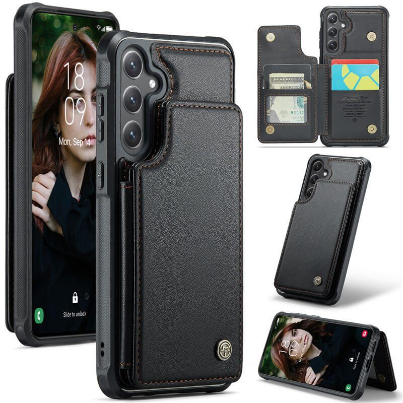 CaseMe Samsung Galaxy S24 RFID Blocking Card Holder Case Black - Click Image to Close
