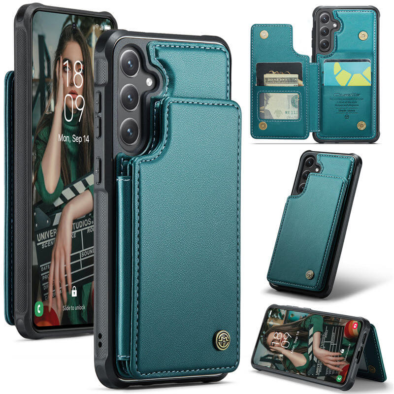 CaseMe Samsung Galaxy S24 RFID Blocking Card Holder Case Green - Click Image to Close