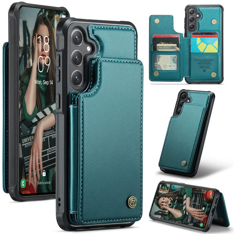 CaseMe Samsung Galaxy S24 Plus RFID Blocking Card Holder Case Green - Click Image to Close