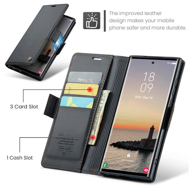 CaseMe Samsung Galaxy S24 Ultra Wallet RFID Blocking Case