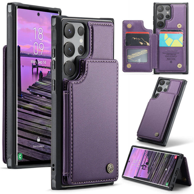 CaseMe Samsung Galaxy S24 Ultra RFID Blocking Card Holder Case Purple