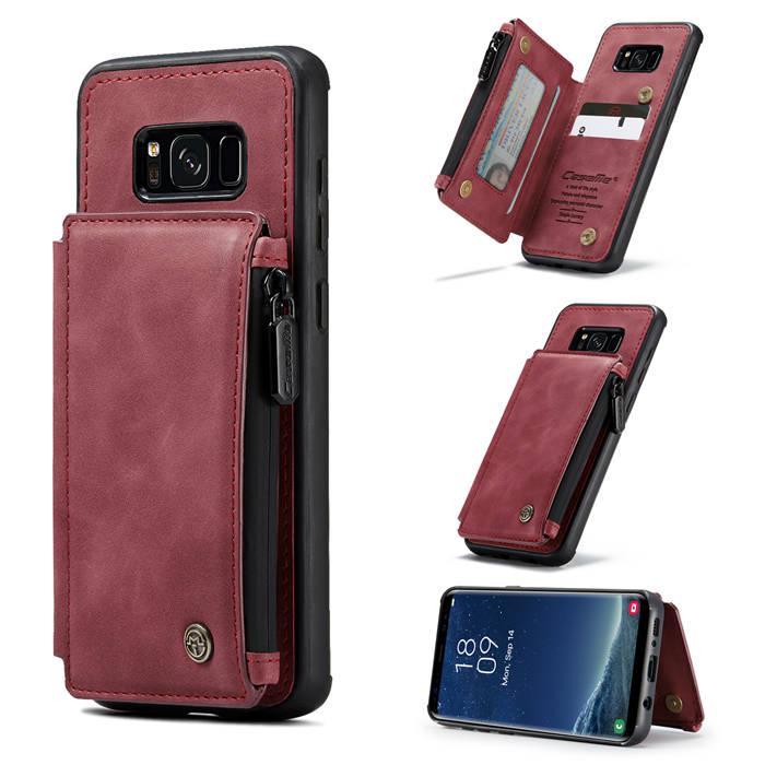 CaseMe Samsung Galaxy S8 Plus Zipper Pocket Card Slots Cover Red