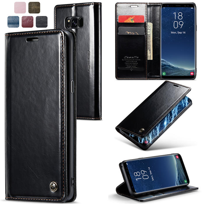 CaseMe Samsung Galaxy S8 Wallet Magnetic Case Black - Click Image to Close