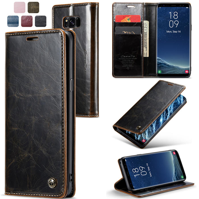 CaseMe Samsung Galaxy S8 Wallet Magnetic Case Coffee - Click Image to Close