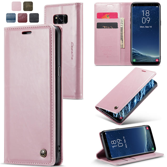 CaseMe Samsung Galaxy S8 Plus Wallet Magnetic Case Pink - Click Image to Close
