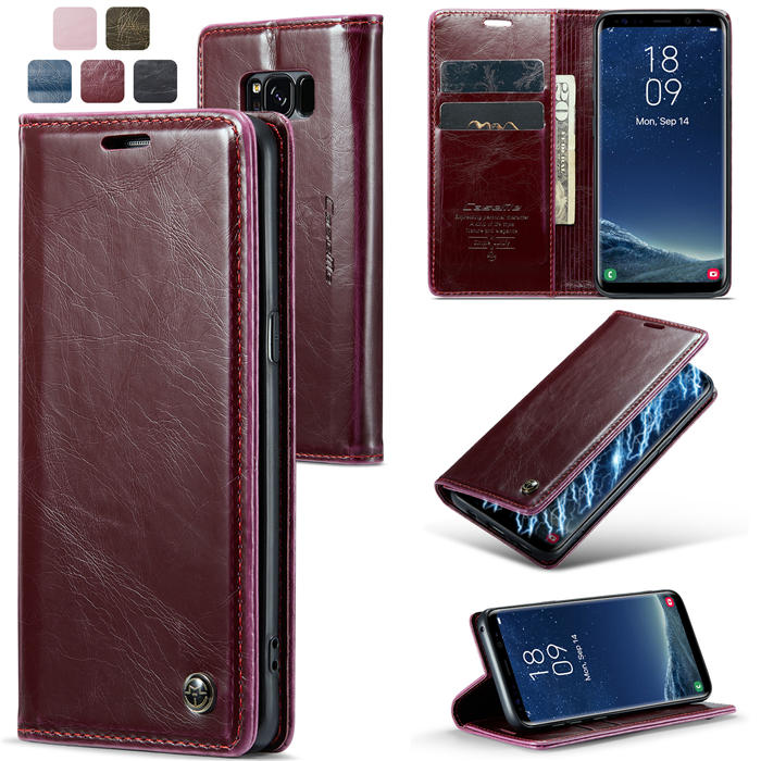 CaseMe Samsung Galaxy S8 Plus Wallet Magnetic Case Red - Click Image to Close