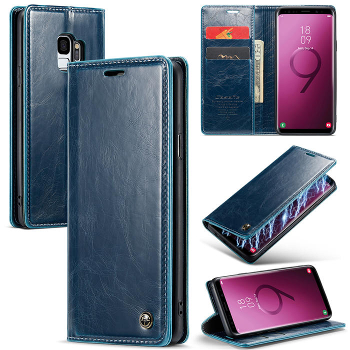 CaseMe Samsung Galaxy S9 Wallet Magnetic Case Blue