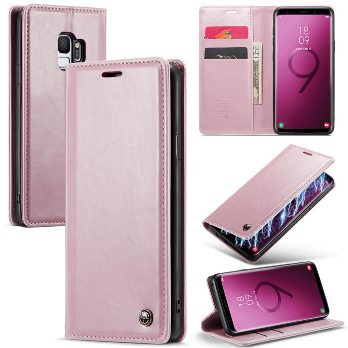 CaseMe Samsung Galaxy S9 Wallet Magnetic Case Pink - Click Image to Close