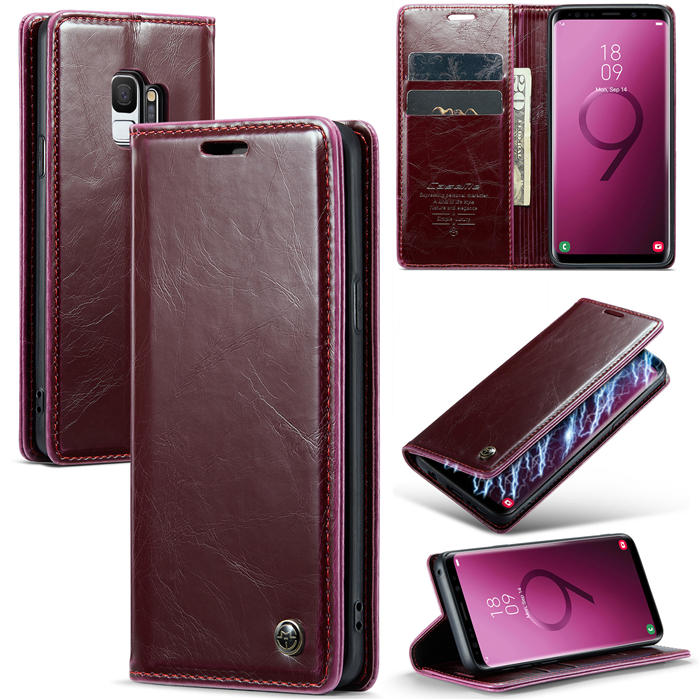 CaseMe Samsung Galaxy S9 Wallet Magnetic Case Red - Click Image to Close