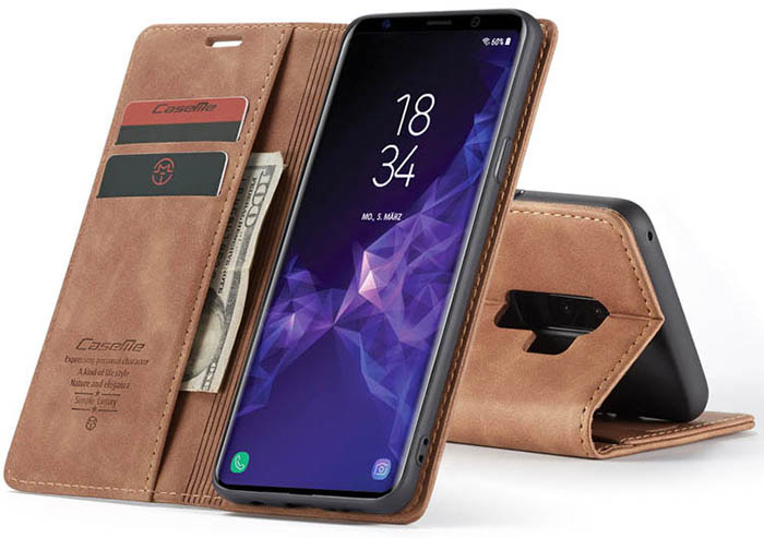 CaseMe Samsung Galaxy S9 Plus Wallet Kickstand Magnetic Flip Leather Case