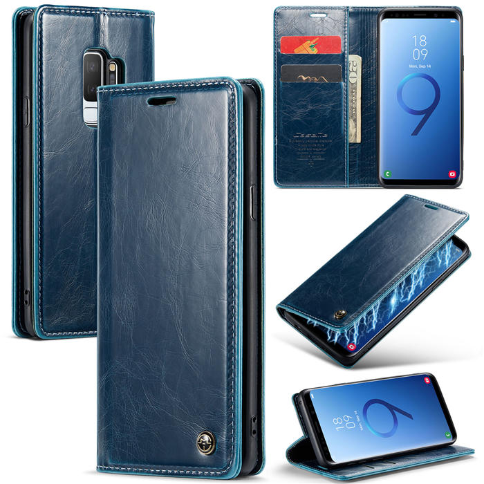 CaseMe Samsung Galaxy S9 Plus Wallet Magnetic Case Blue - Click Image to Close
