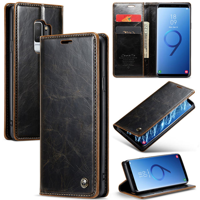 CaseMe Samsung Galaxy S9 Plus Wallet Magnetic Case Coffee - Click Image to Close