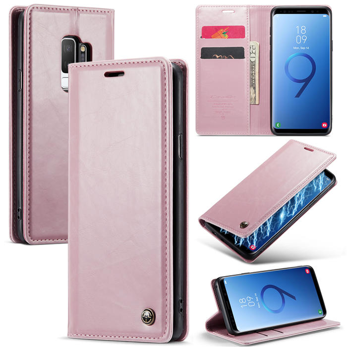CaseMe Samsung Galaxy S9 Plus Wallet Magnetic Case Pink - Click Image to Close