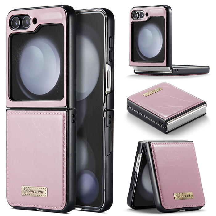 CaseMe Samsung Galaxy Z Flip5 Retro PU Leather Case Pink - Click Image to Close