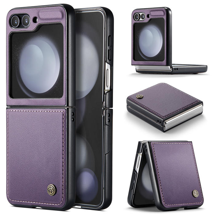 CaseMe Samsung Galaxy Z Flip5 Litchi skin PU Leather Case Purple - Click Image to Close
