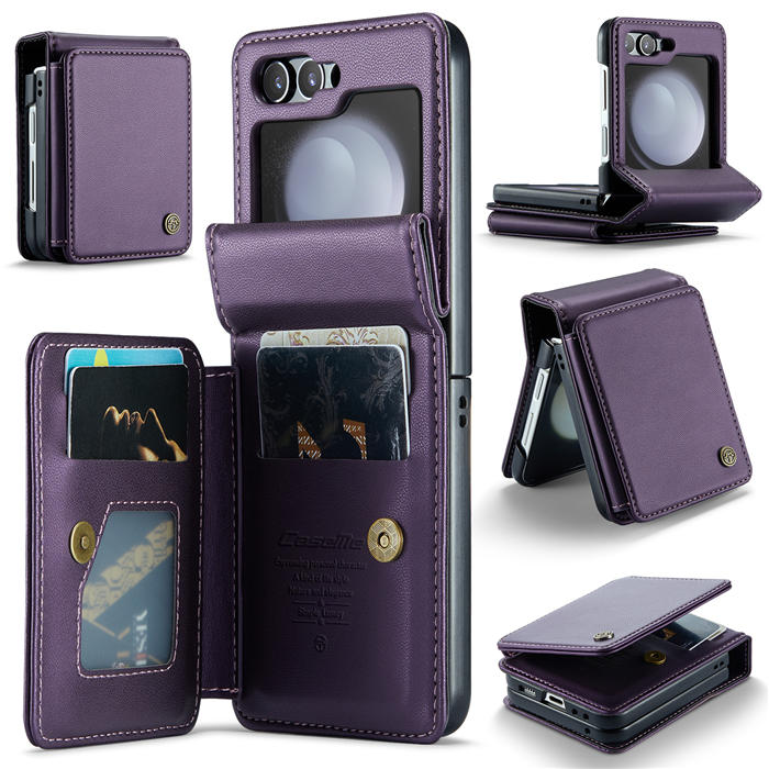 CaseMe Samsung Galaxy Z Flip5 RFID Blocking Card Holder Case Purple - Click Image to Close