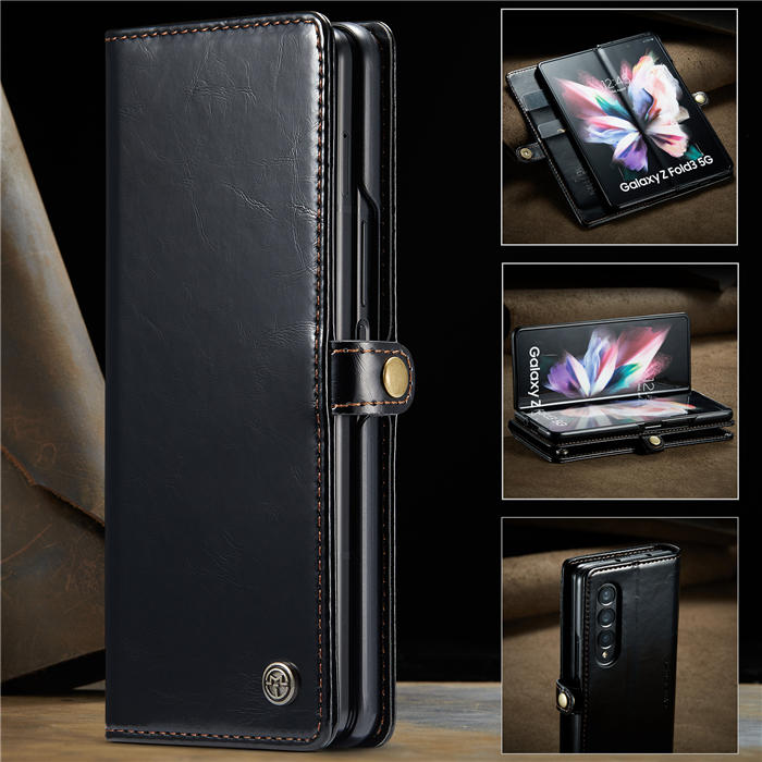 CaseMe Samsung Galaxy Z Fold 3 5G Wallet Stand Case Black - Click Image to Close
