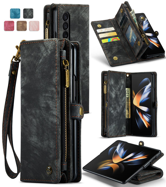 CaseMe Samsung Galaxy Z Fold4 5G Zipper Wallet Case Black
